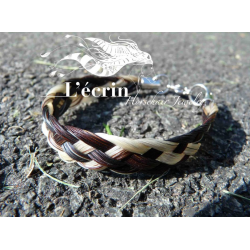 Bracelet en crin tressage plat et fermoir Acier