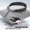 Bracelet en crin tressage plat et fermoir Acier
