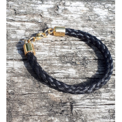 Bracelet en crin tressage corde - doré