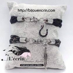 Bracelet en crin tressage plat et fermoir Acier