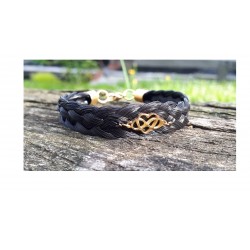 Bracelet en crin tressage plat et fermoir Acier