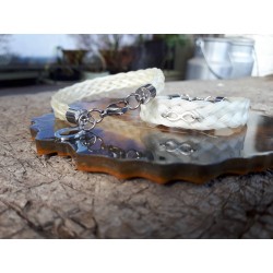 Bracelet en crin tressage plat et fermoir Acier
