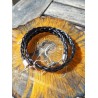 Bracelet double tour, tressage en crins qui se ferme avec un coeur en Argent