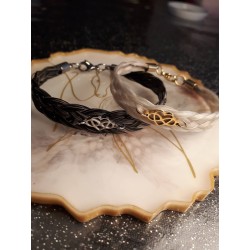 Bracelet en crin tressage plat et fermoir Acier
