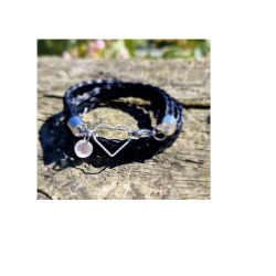 Bracelet double tour, tressage en crins qui se ferme avec un coeur en Argent