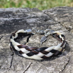 Bracelet en crin tressage plat et fermoir Acier