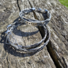 Bracelet double tour, tressage en crins qui se ferme avec un coeur en Argent