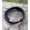 Bracelet double tour, tressage en crins qui se ferme avec un coeur en Argent