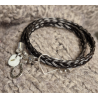 Bracelet double tour, tressage en crins qui se ferme avec un coeur en Argent
