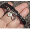 Bracelet double tour, tressage en crins qui se ferme avec un coeur en Argent